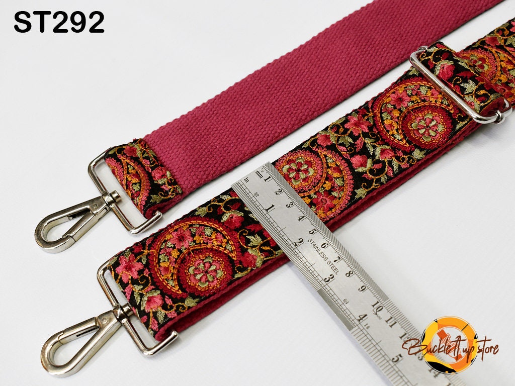 Maroon Embroidery Replacement Purse Strap Crossbody Strap for Purses Embroidered Boho Bag Strap Boho Guitar Strap Handbag Strap Gift for her