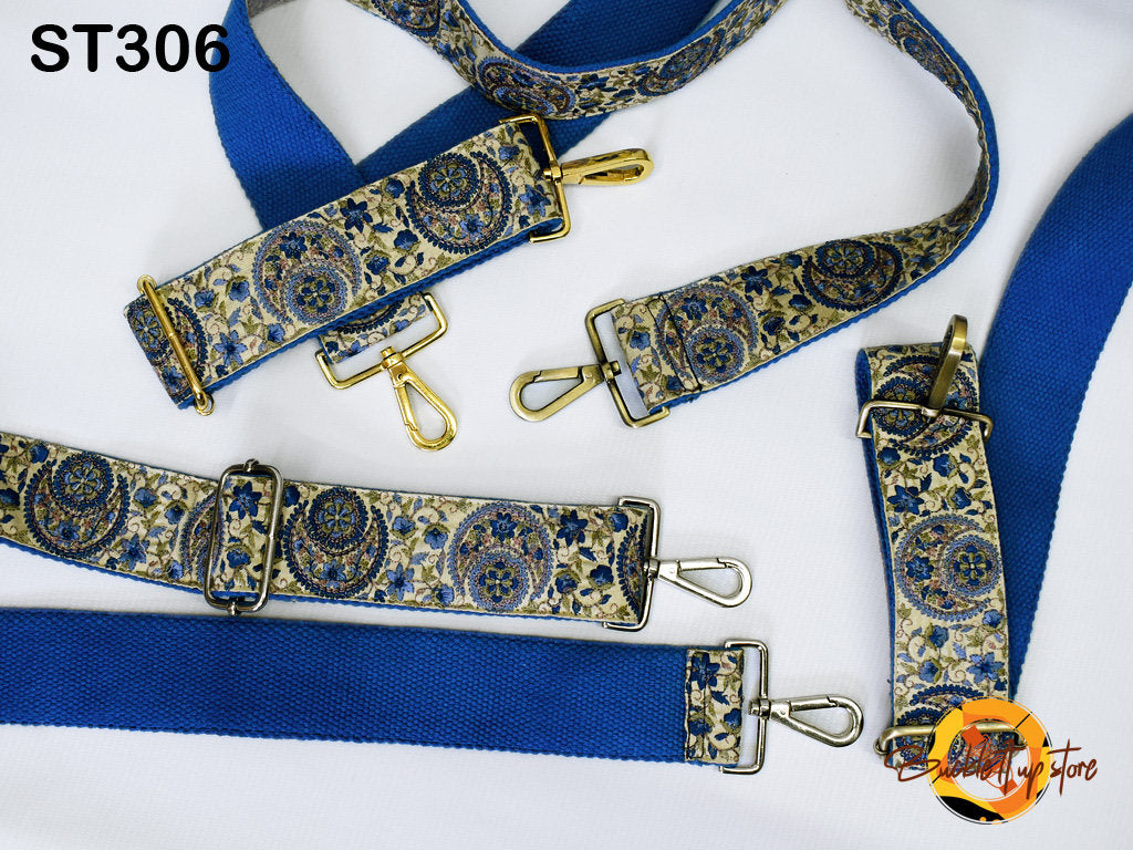 Blue Embroidery Replacement Purse Strap Crossbody Strap for Purses Embroidered Boho Bag Strap Boho Guitar Strap Handbag Strap Gift for her