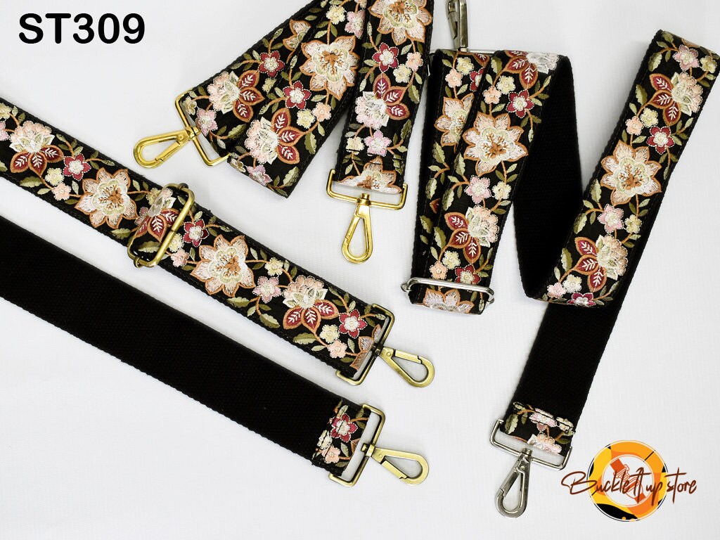 Floral Embroidery Replacement Purse Strap Crossbody Strap for Purses Embroidered Boho Bag Strap Boho Guitar Strap Handbag Strap Gift for her