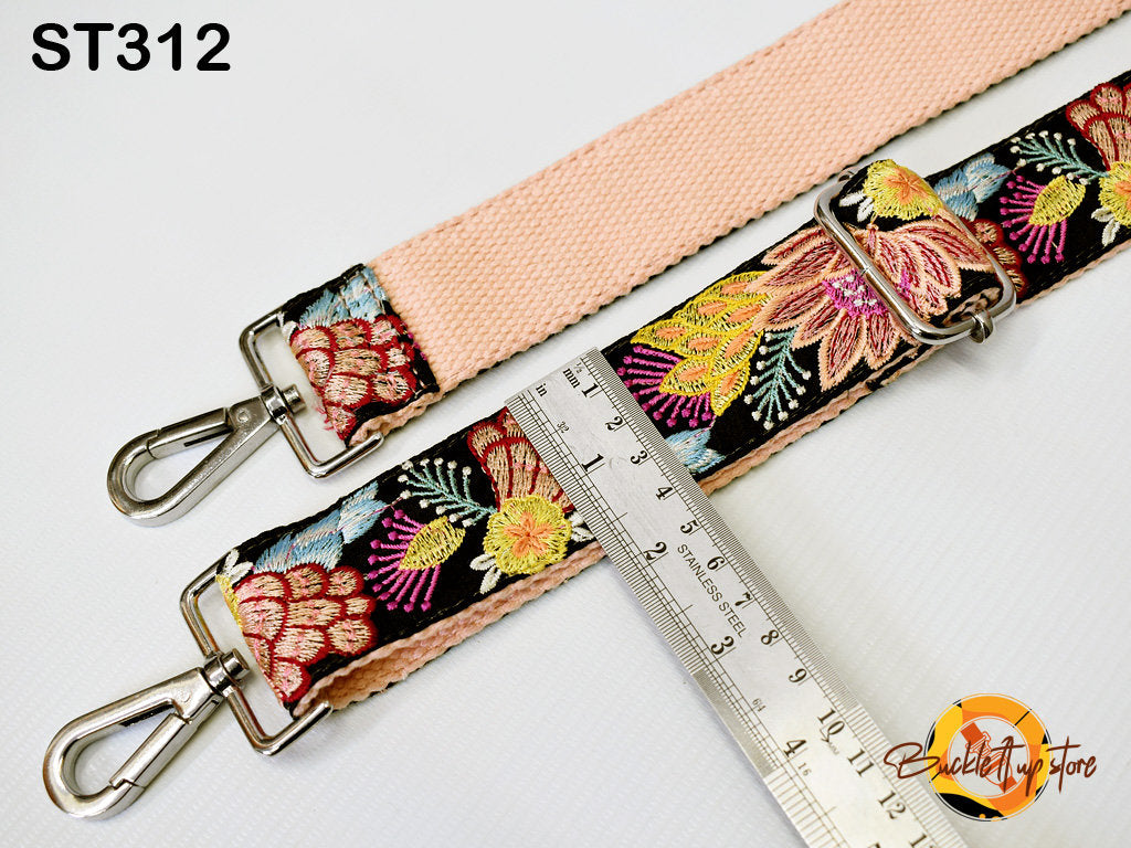 Boho Guitar Strap Floral Embroidered Purse Strap Crossbody Strap for Purses Handbag Boho Bag Strap Embroidery Replacement Strap Gift for her