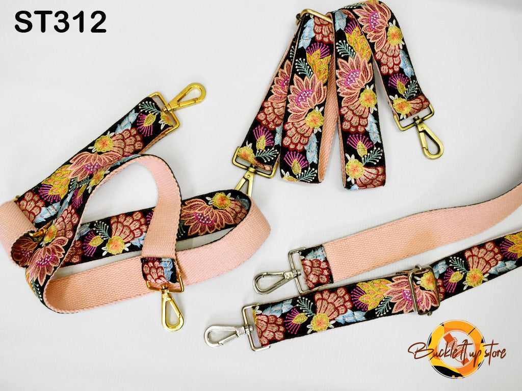 Boho Guitar Strap Floral Embroidered Purse Strap Crossbody Strap for Purses Handbag Boho Bag Strap Embroidery Replacement Strap Gift for her