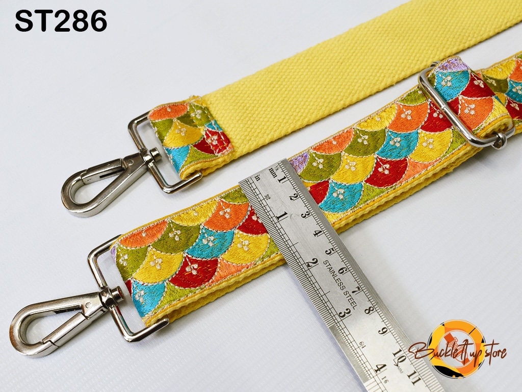 Yellow Embroidered Purse Strap Crossbody Strap for Purses Handbag Boho Bag Strap Embroidery Replacement Strap Boho Guitar Strap Gift for her