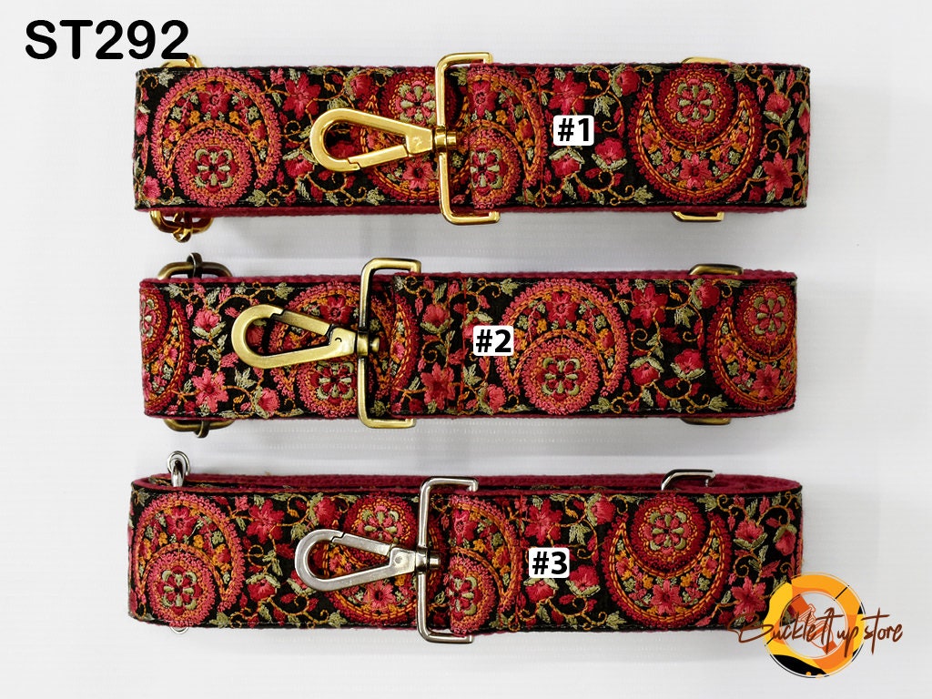 Maroon Embroidery Replacement Purse Strap Crossbody Strap for Purses Embroidered Boho Bag Strap Boho Guitar Strap Handbag Strap Gift for her