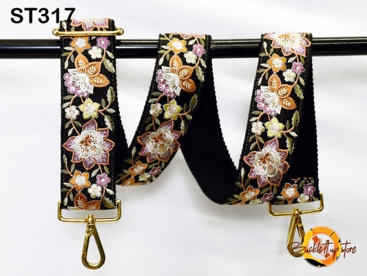 Floral Embroidery Replacement Purse Strap Crossbody Strap for Purses Embroidered Boho Bag Strap Boho Guitar Strap Handbag Strap Gift for her