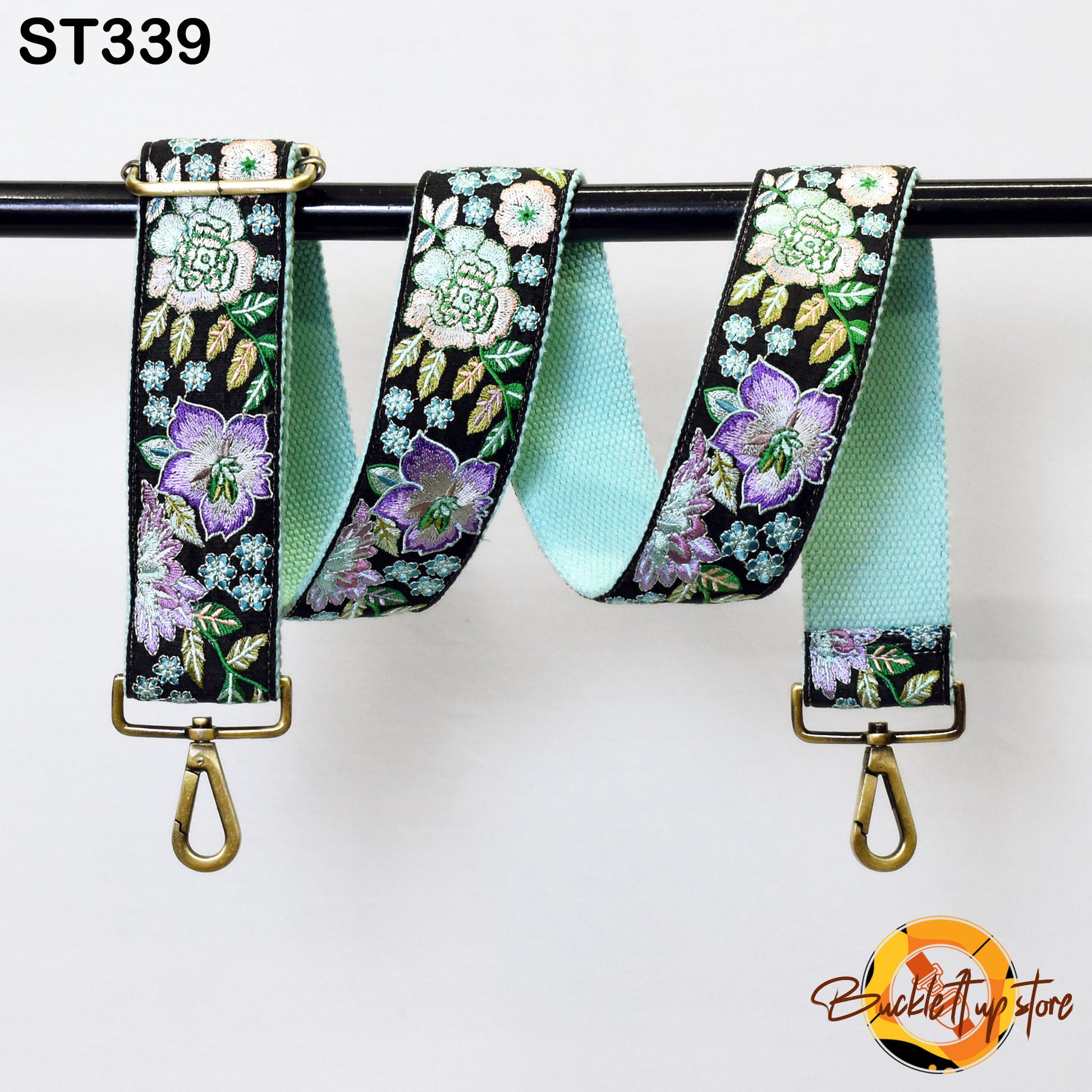 Mint Embroidery Replacement Strap Purse Strap Crossbody Strap for Purses Embroidered Boho Bag Strap Guitar Strap Handbag Strap Gift for Wife