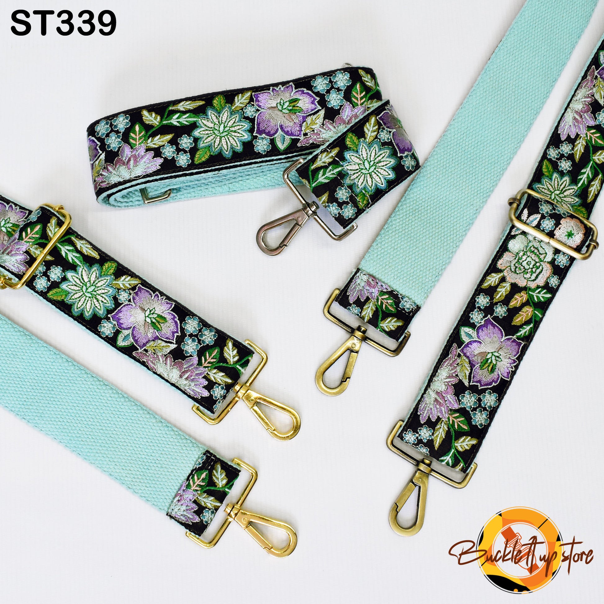 Mint Embroidery Replacement Strap Purse Strap Crossbody Strap for Purses Embroidered Boho Bag Strap Guitar Strap Handbag Strap Gift for Wife