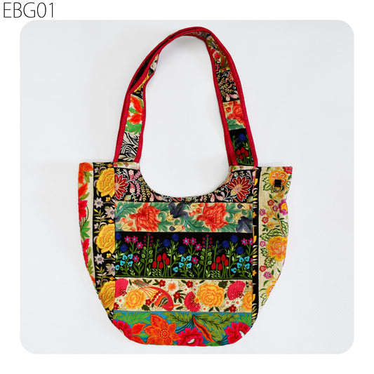 Embroidered Bag Boho Handbag Hippie Canvas Linning Bag with zipper Shoulder Bag Tote Bag Beach Bag Gift bag, Cotton bag Gift for Sister Mom