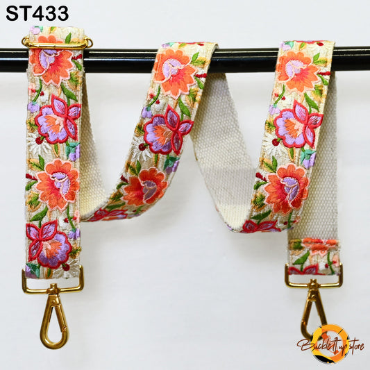 Embroidered Replacement Strap Canvas Sling Bag Strap Purse Strap Messenger Crossbody Strap Embroidery Custom Handbag Boho Guitar Strap Gift