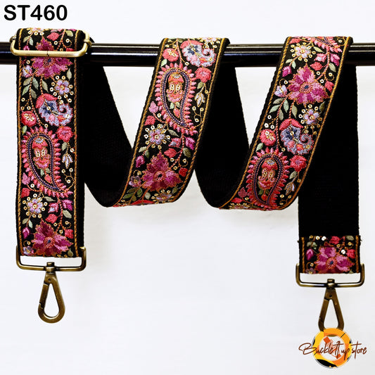 Crossbody Strap for Purses Handbag Boho Bag Strap Floral Embroidery Replacement Strap Boho Guitar Strap Gift for her Embroidered Purse Strap