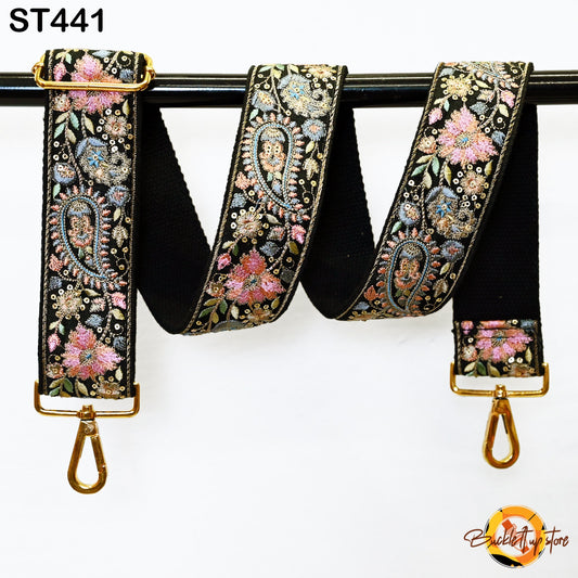 Embroidered Purse Strap Crossbody Strap for Purses Handbag Boho Bag Strap Floral Embroidery Replacement Strap Boho Guitar Strap Gift for her