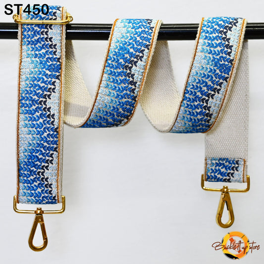 Blue Embroidery Replacement Purse Strap Crossbody Strap for Purses Floral Embroidered Bag Strap Boho Guitar Strap Handbag Strap Gift for her