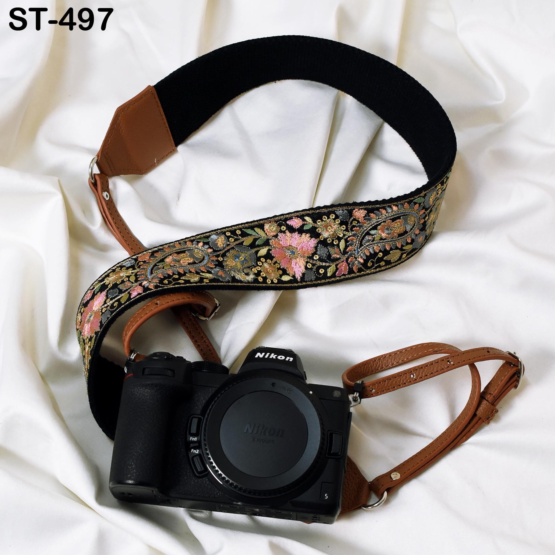 Brown Leather Camera Strap Replacement Adjustable Embroidery Shoulder or Neck strap DSLR Camera Accessories Gift for Daughter Photographers