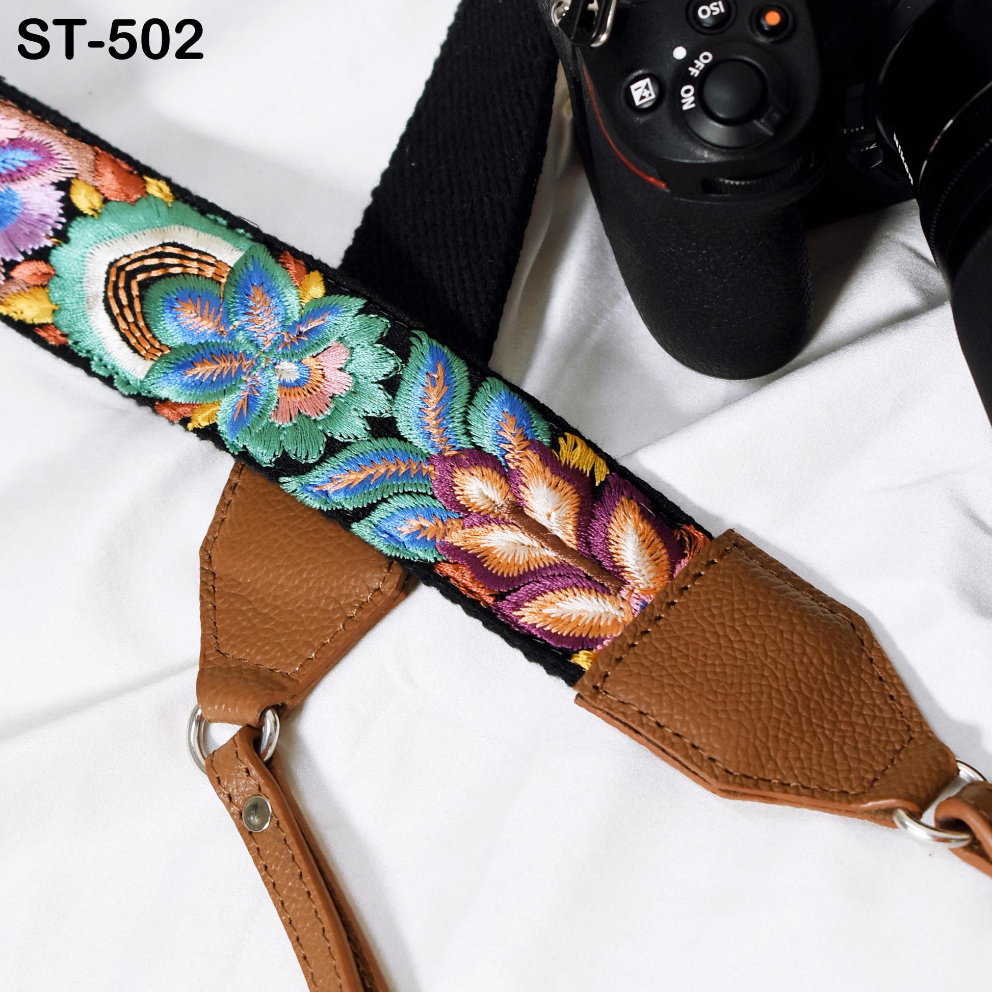 Camera Neck Shoulder Strap Sling Strap Photographer Leather Strap Brown Embroidery DSLR Camera Accessories Camera Holder Gift Girlfriend