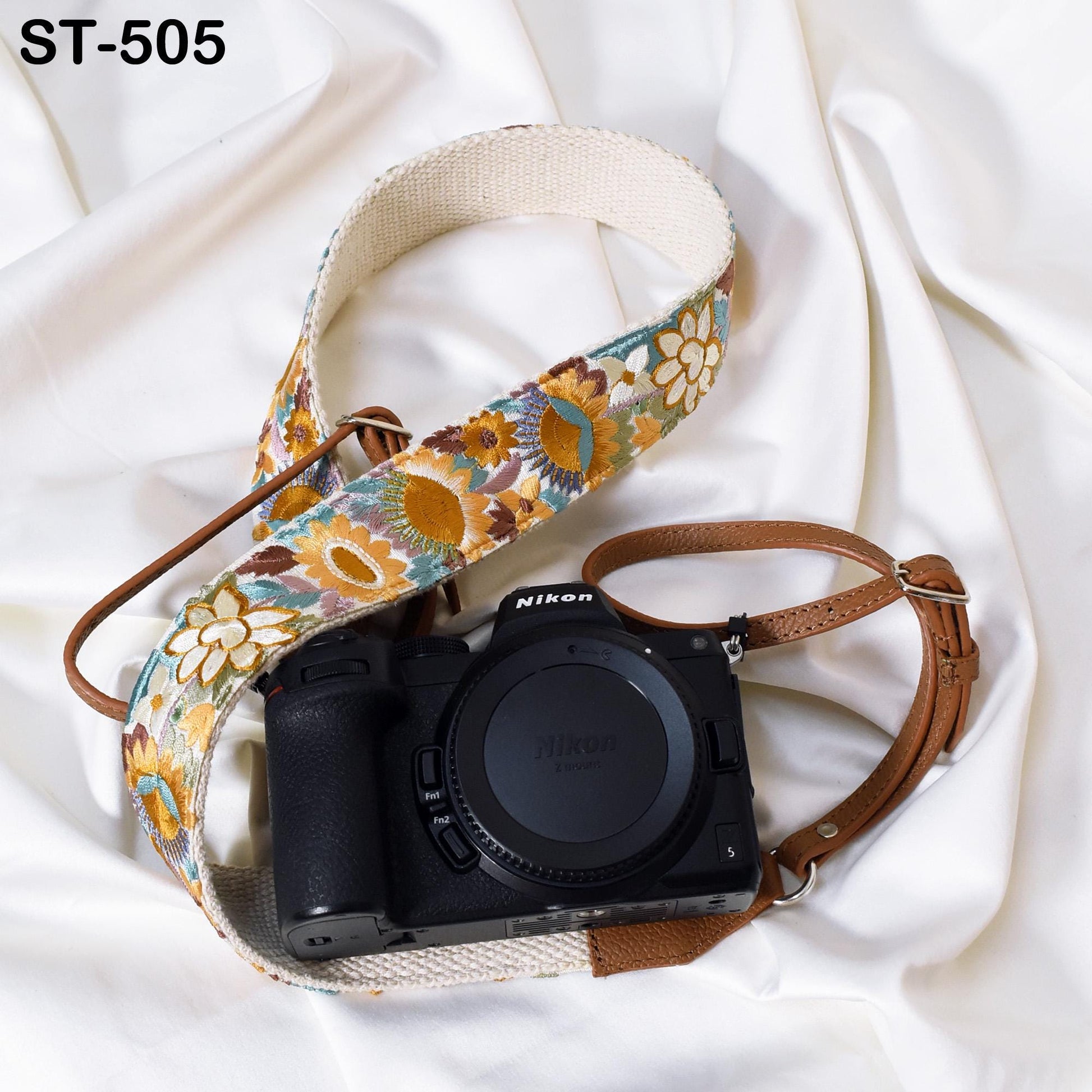 Gift Girlfriend Sling Camera Strap Photographer Leather Strap Brown Embroidery DSLR Camera Accessories Camera Holder Neck Shoulder Strap