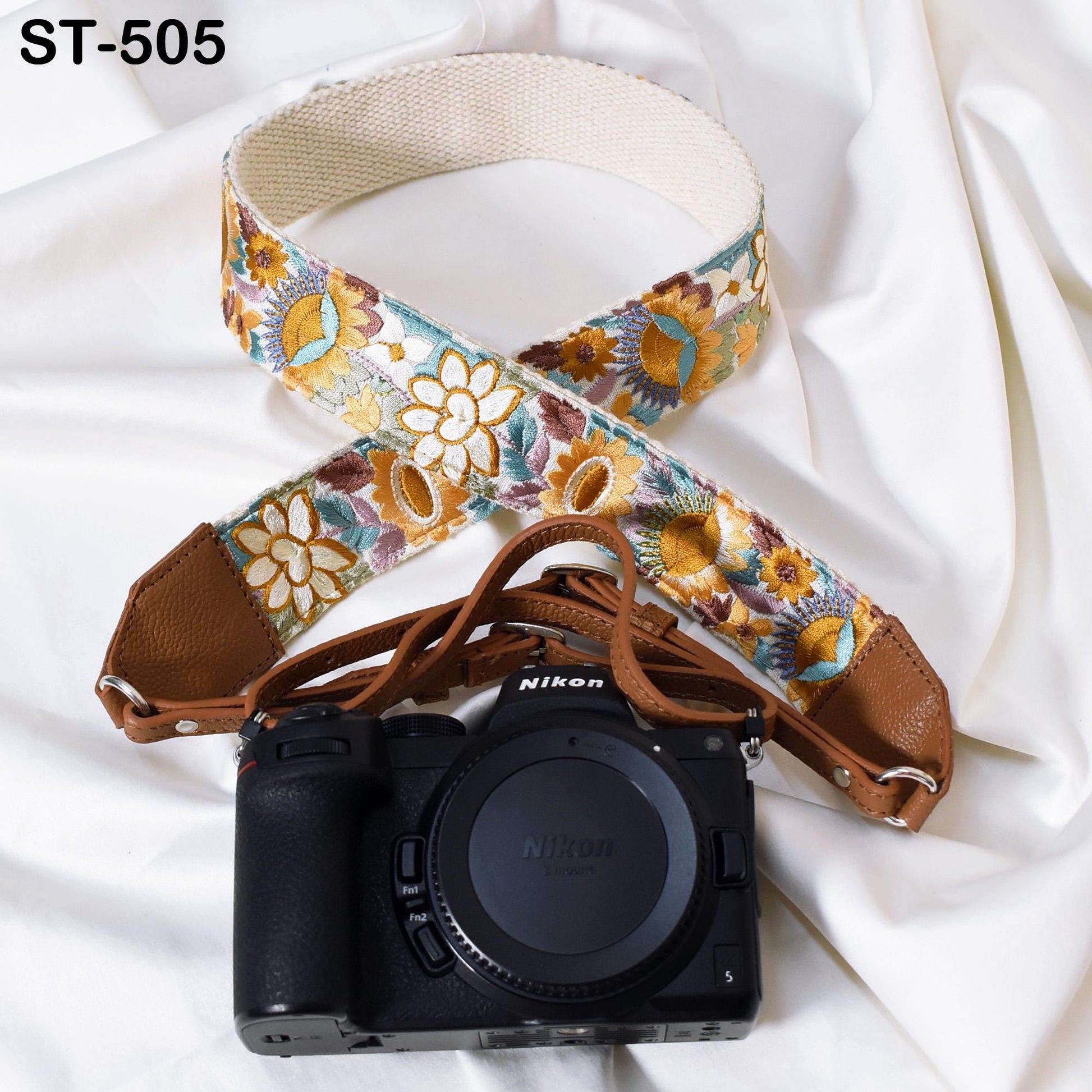 Gift Girlfriend Sling Camera Strap Photographer Leather Strap Brown Embroidery DSLR Camera Accessories Camera Holder Neck Shoulder Strap