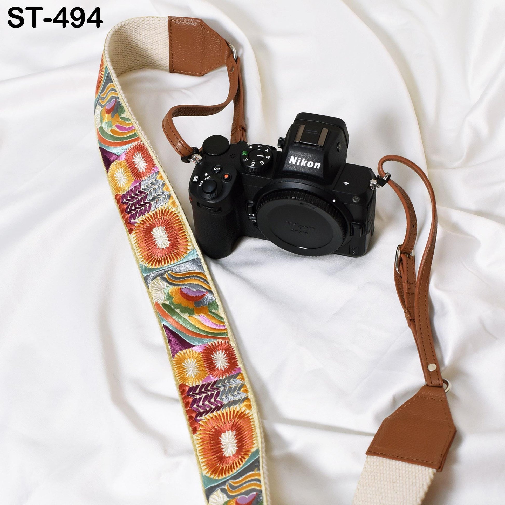 Replacement Leather Camera Strap Gift for Daughter Photographers Adjustable Embroidery Shoulder or Neck strap DSLR Camera Accessories Brown