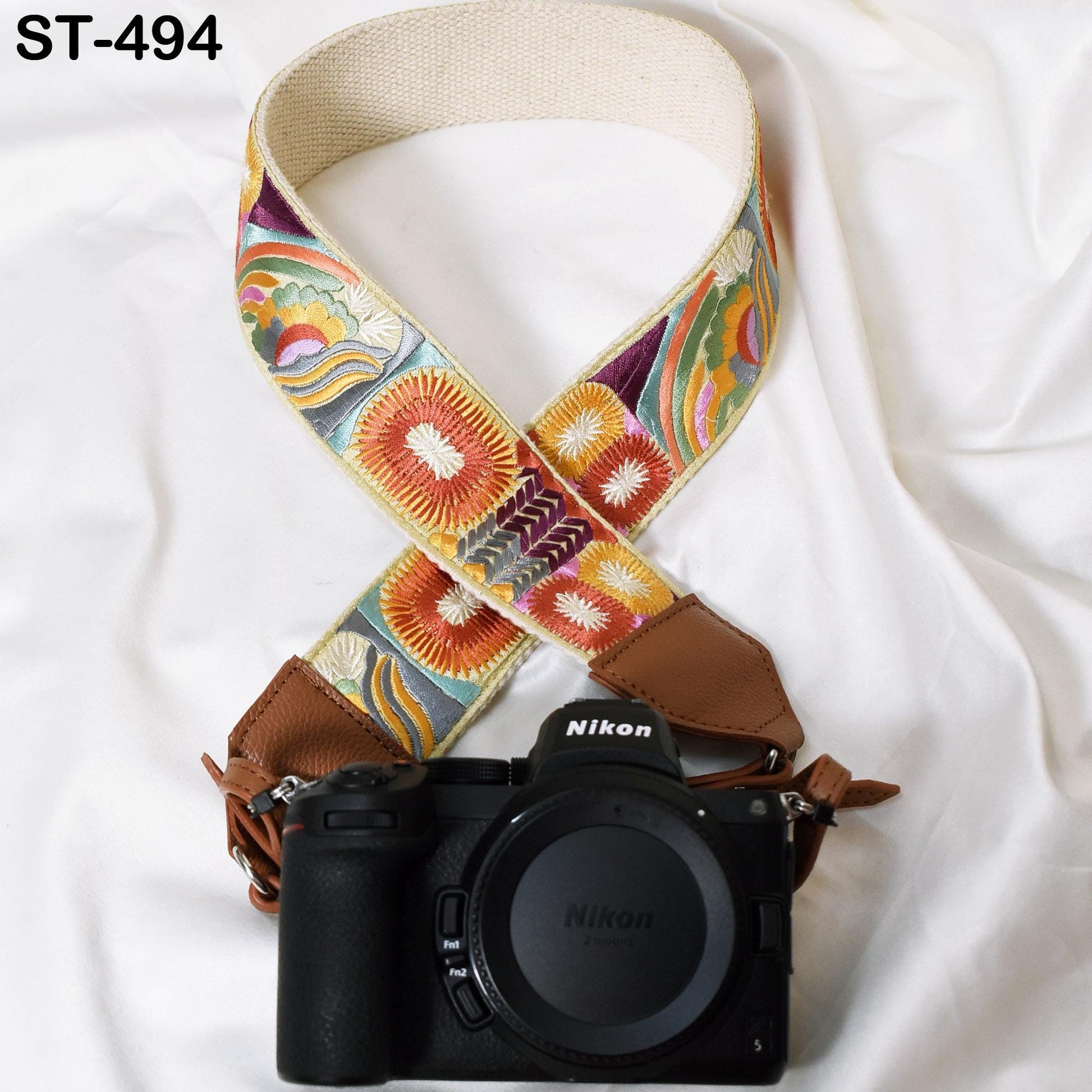 Replacement Leather Camera Strap Gift for Daughter Photographers Adjustable Embroidery Shoulder or Neck strap DSLR Camera Accessories Brown