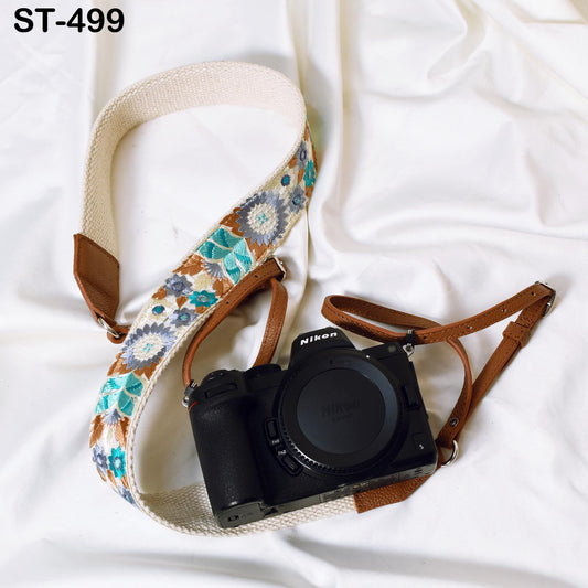 Sling Camera Strap Photographer Leather Strap Brown Embroidery DSLR Camera Accessories Camera Holder Neck Shoulder Strap Gift Girlfriend