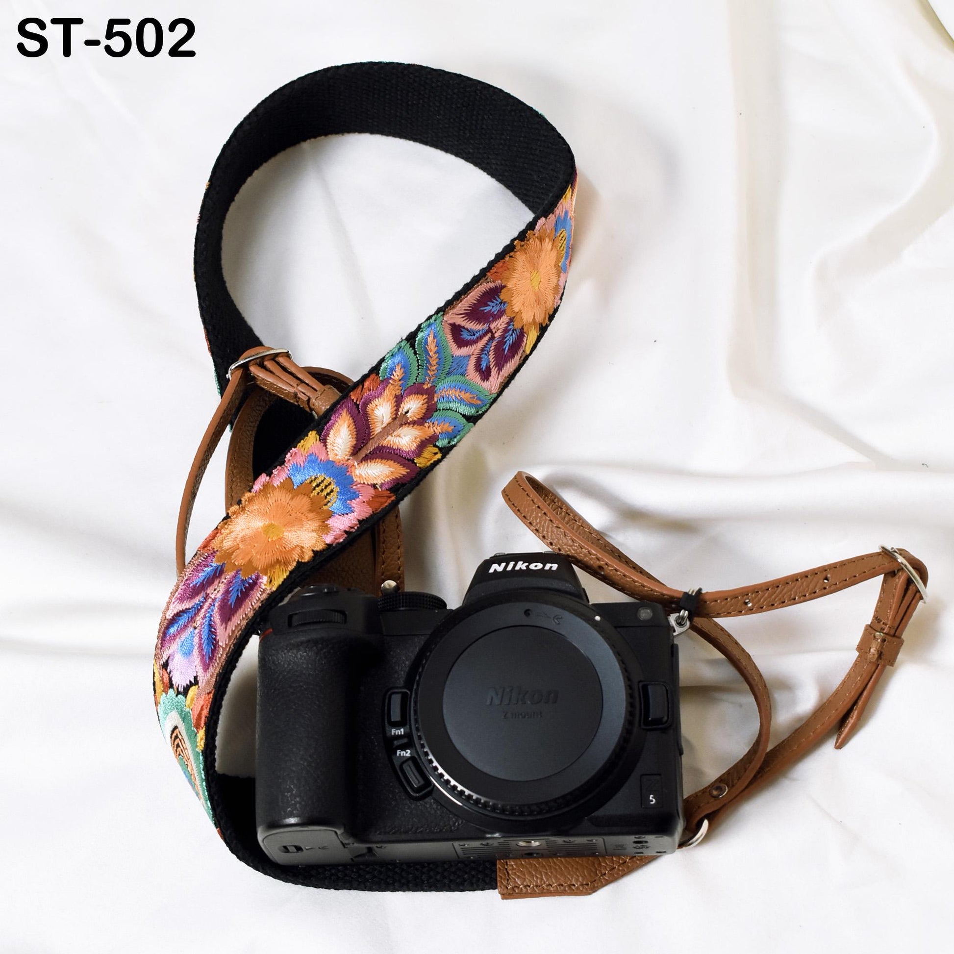 Camera Neck Shoulder Strap Sling Strap Photographer Leather Strap Brown Embroidery DSLR Camera Accessories Camera Holder Gift Girlfriend