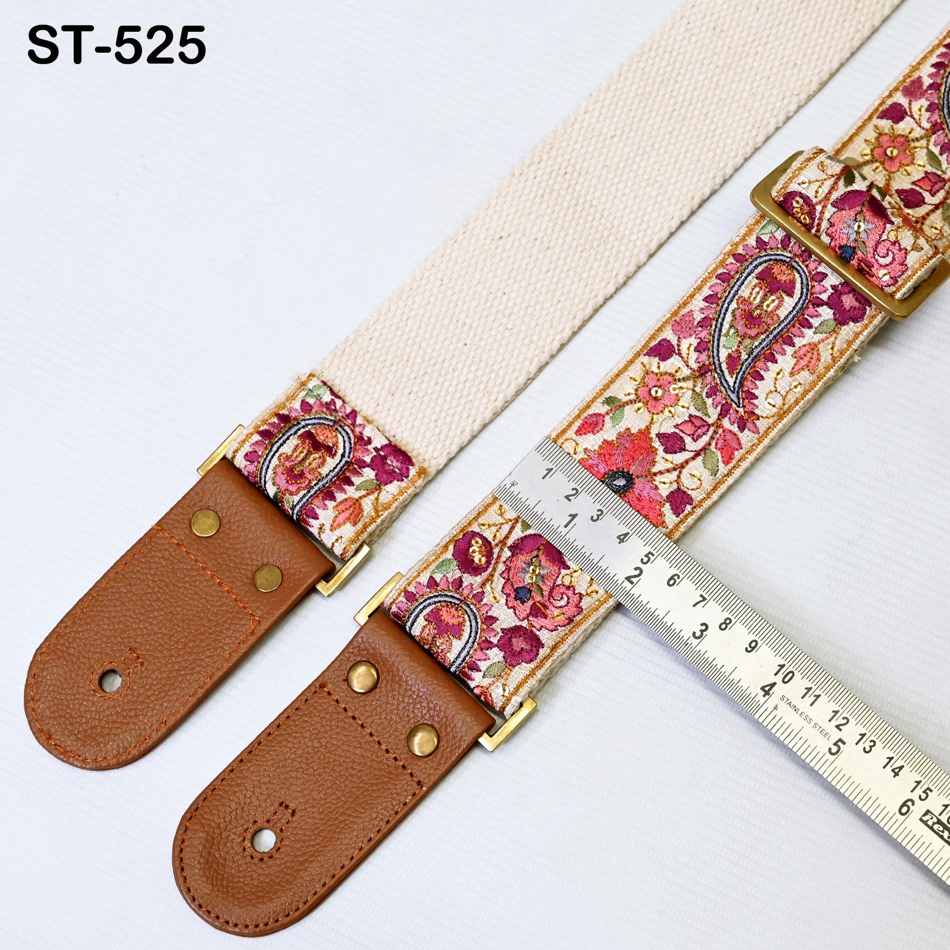 Base Guitar Strap Leather Strap Adjustable Brown Ukulele Embroidery Accessories Guitar Christmas Gift for Musician Birthday Gift for Brother - Buckle it up Store