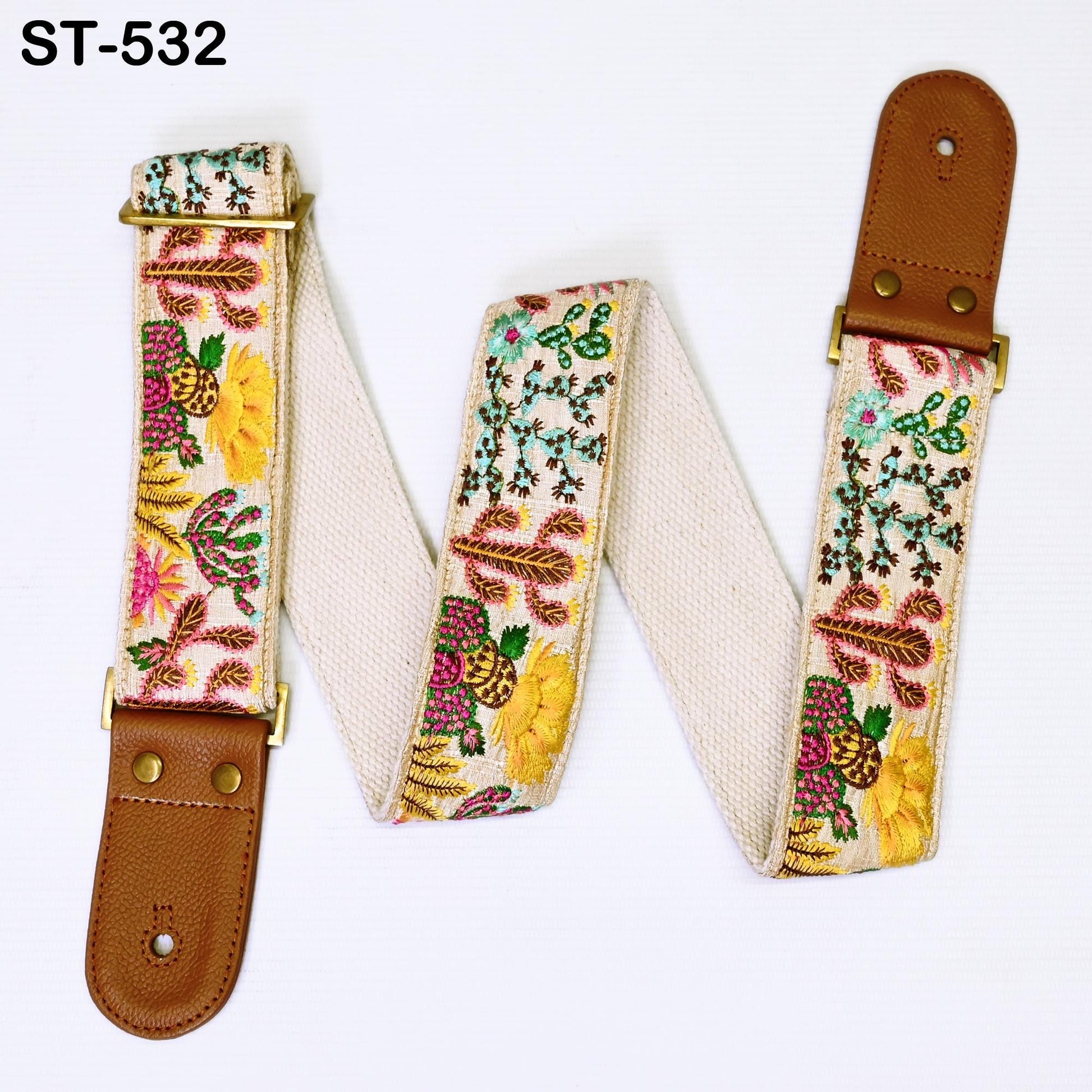 Adjustable Acoustic Guitar Strap Fender Electric Guitar Bass Leather Ukulele Boho Design Unique Blues Gift for Guitar Player Musician Sister - Buckle it up store