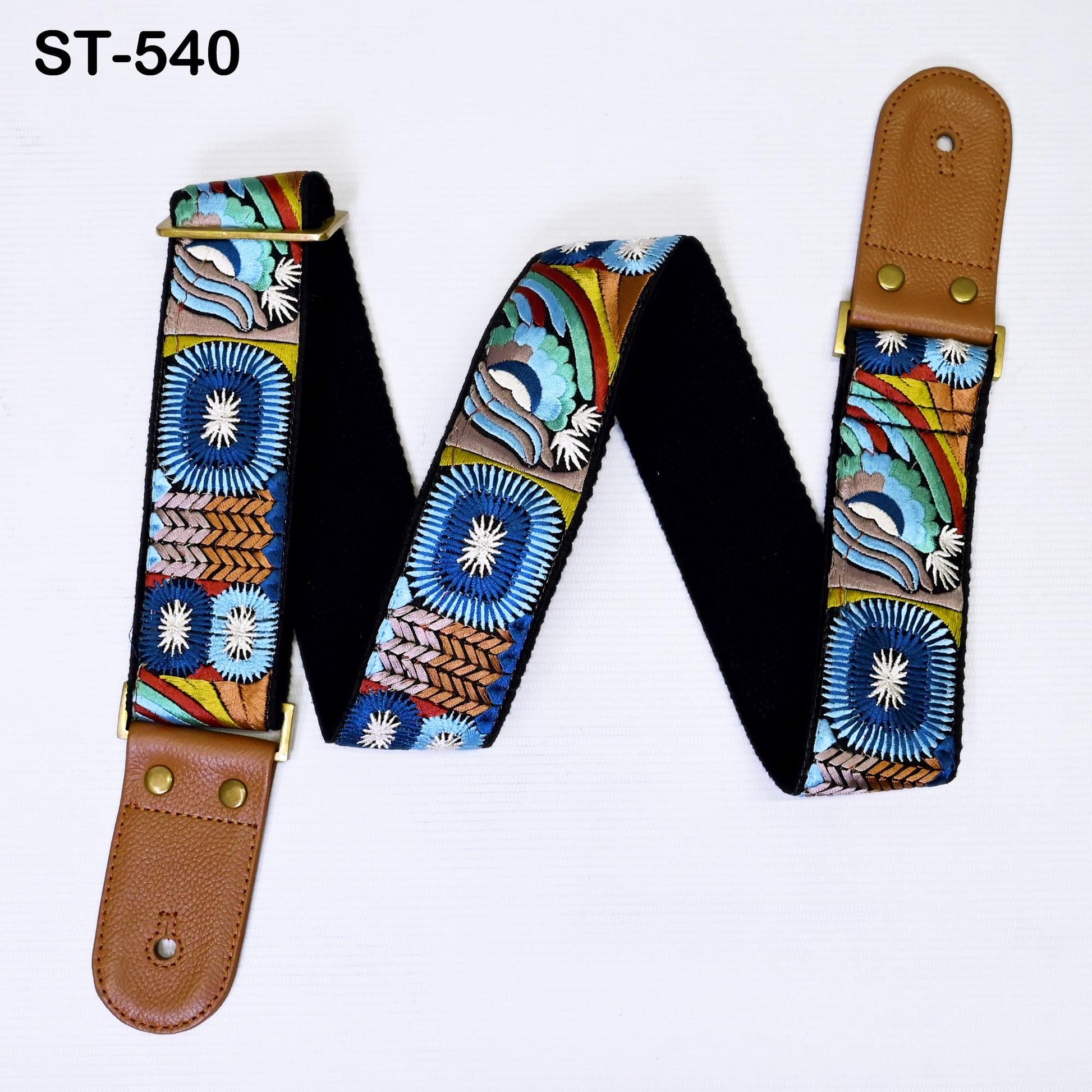 Gift for Brother Base Guitar Strap Leather Strap Adjustable Brown Ukulele Embroidery Accessories Guitar Christmas Gift for Musician Birthday