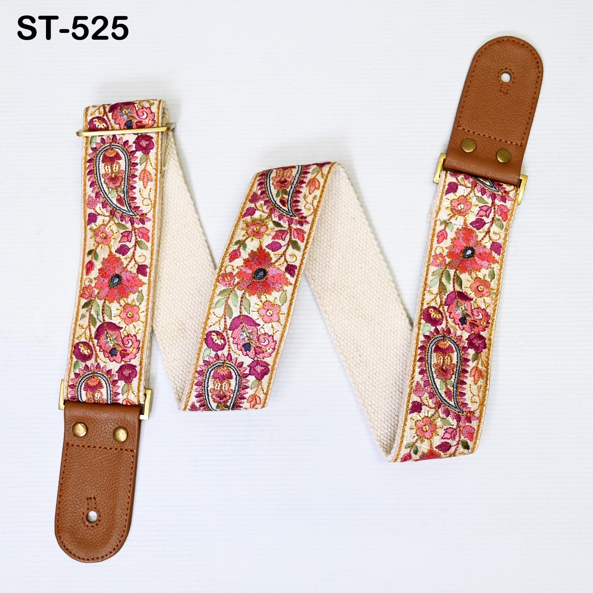 Base Guitar Strap Leather Strap Adjustable Brown Ukulele Embroidery Accessories Guitar Christmas Gift for Musician Birthday Gift for Brother - Buckle it up Store