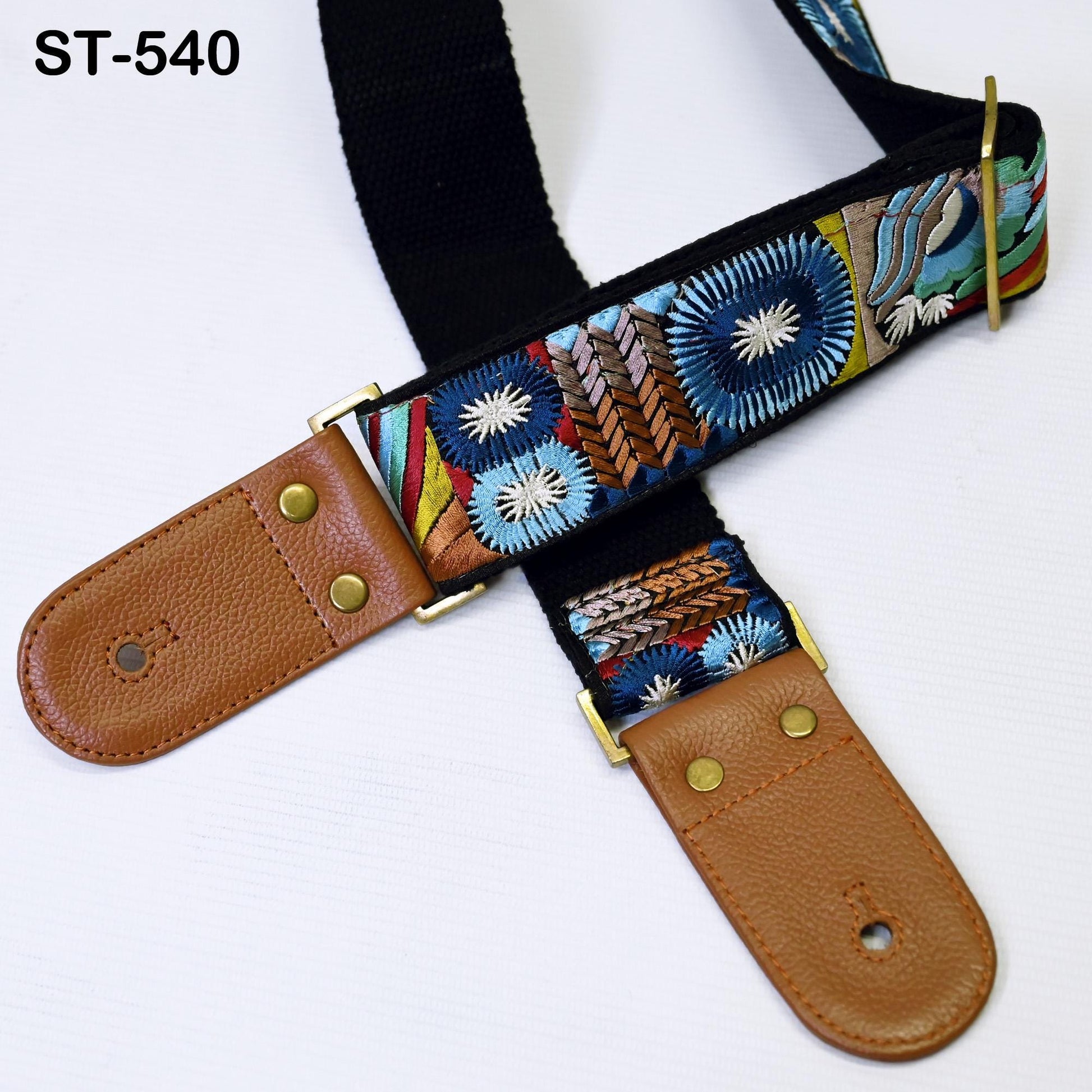 Gift for Brother Base Guitar Strap Leather Strap Adjustable Brown Ukulele Embroidery Accessories Guitar Christmas Gift for Musician Birthday