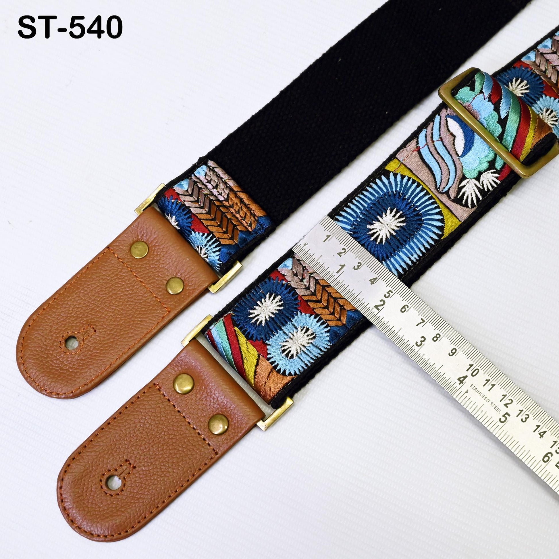 Gift for Brother Base Guitar Strap Leather Strap Adjustable Brown Ukulele Embroidery Accessories Guitar Christmas Gift for Musician Birthday