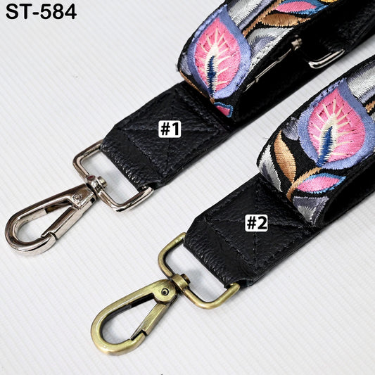 Replacement Crossbody Leather Handbag Boho Bag Strap Gift for Sister Shoulder Strap Purses Embroidery Black Adjustable Strap Christmas