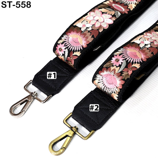 Replacement Crossbody Leather Handbag Boho Bag Strap Gift for Sister Shoulder Strap Purses Embroidery Black Adjustable Strap Christmas