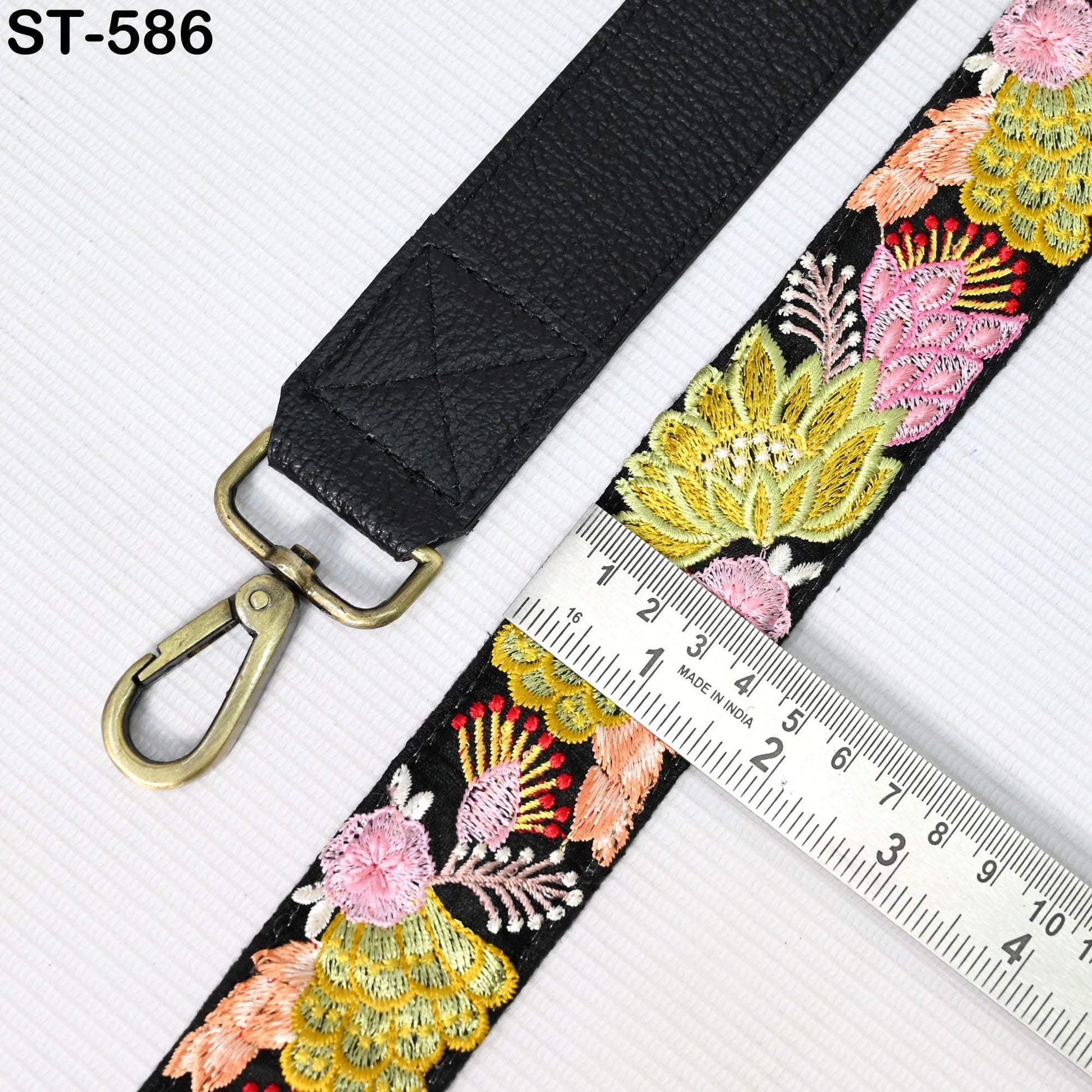 Replacement Crossbody Leather Strap Handbag Boho Bag Shoulder Purses Strap Embroidery Black Adjustable Strap Birthday Gift for Sister Mother