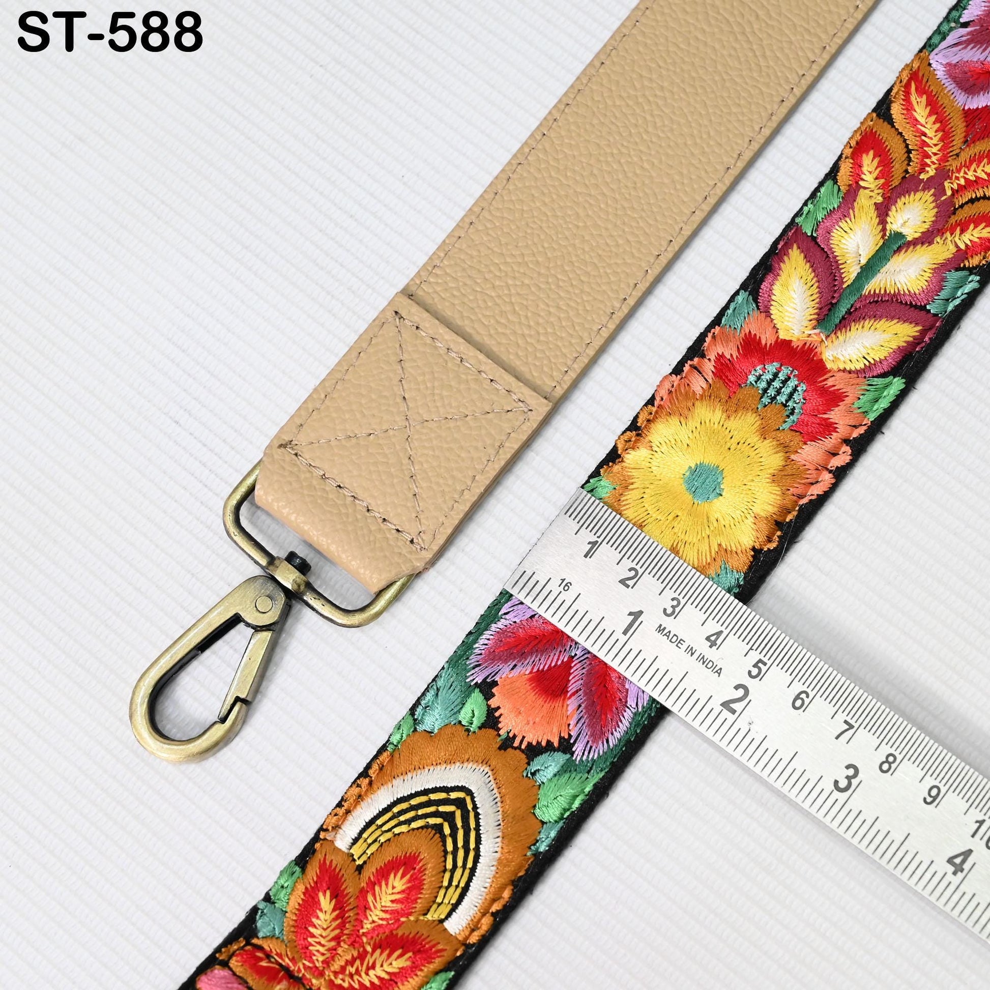 Replacement Leather Crossbody Strap Handbag Boho Bag Strap Camera Strap Purses Embroidery Pale Taupe Adjustable Strap Birthday Gift Sister