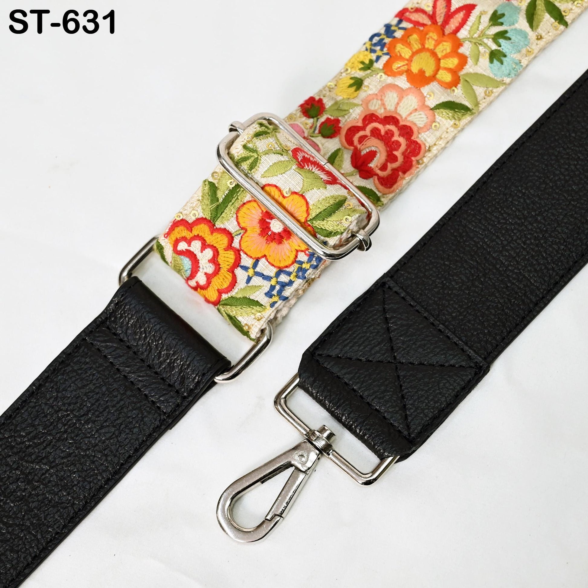 Replacement Leather Strap Handbag Boho Bag Camera Strap Crossbody Strap Purses Embroidery Adjustable Strap Black Christmas Gift for Wife