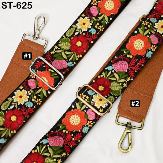 Replacement Strap Leather Handbag Boho Bag Camera Strap Crossbody Strap Purses Embroidery Adjustable Strap Brown Christmas Gift for Sister