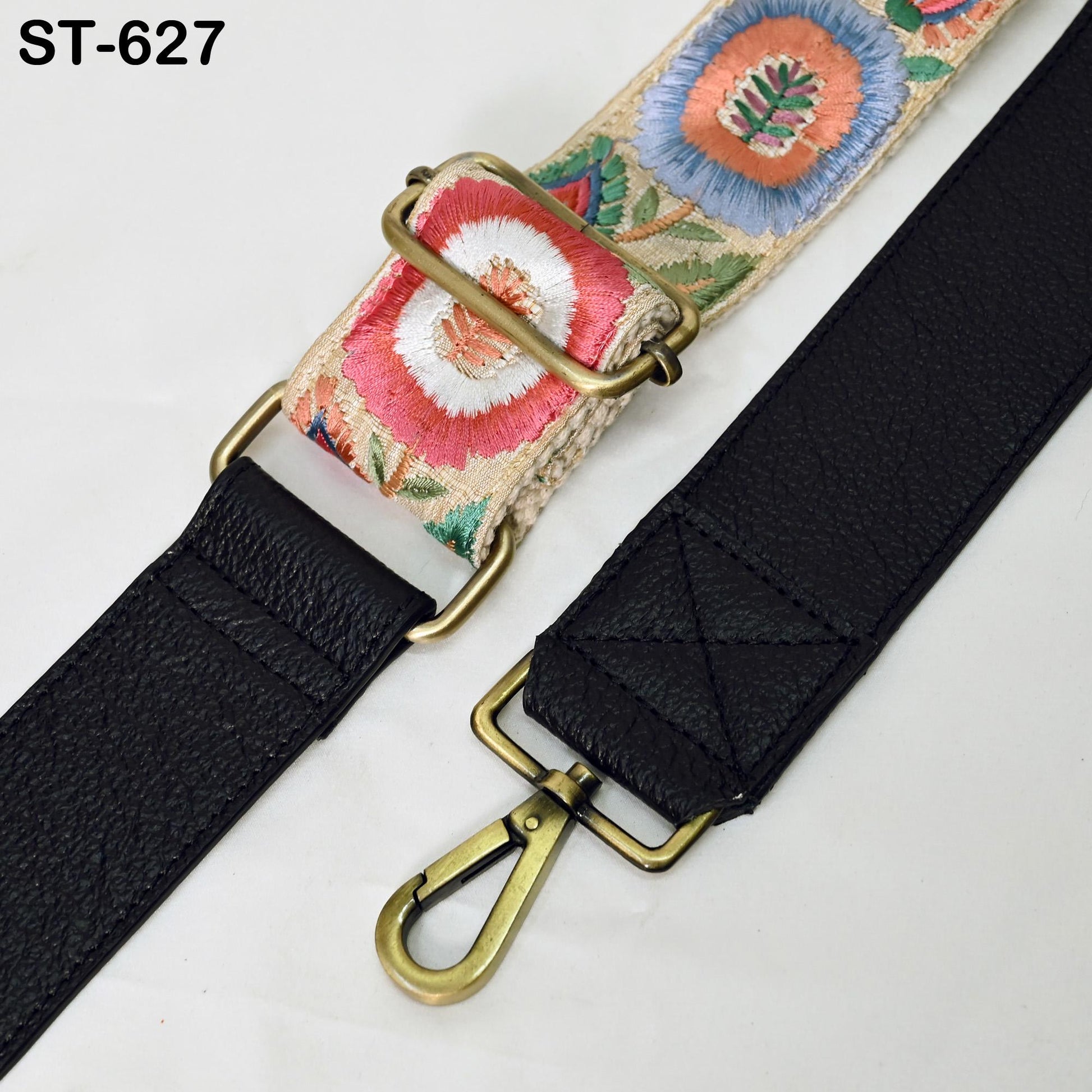 Embroidery Adjustable Strap Replacement Crossbody Black Leather Handbag Boho Bag Strap Gift for Friend Shoulder Strap Purses Christmas Gift