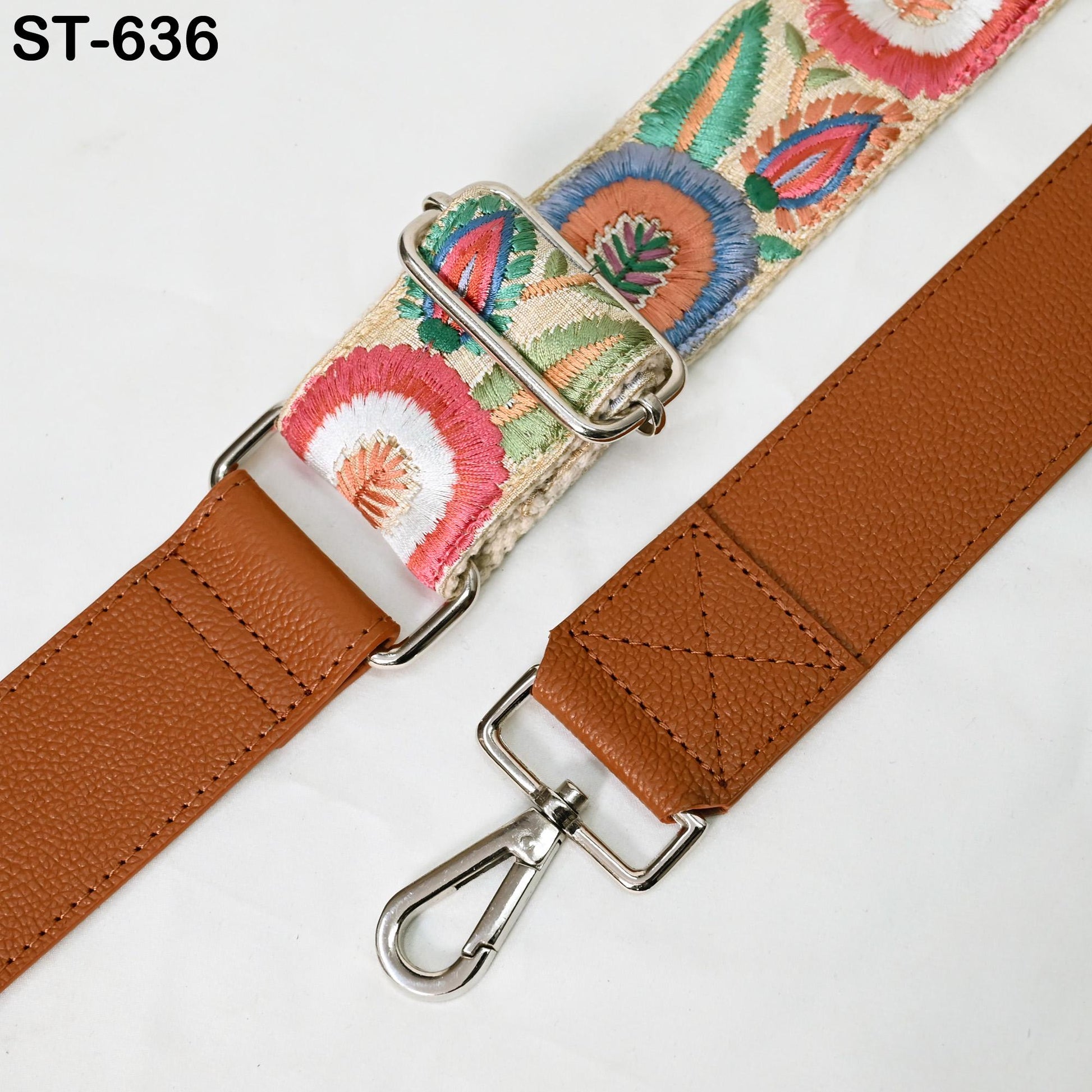 Adjustable Crossbody Strap Leather Replacement Handbag Strap Messenger Bag Shoulder Strap Purses Embroidery Brown Birthday Gift for Mother