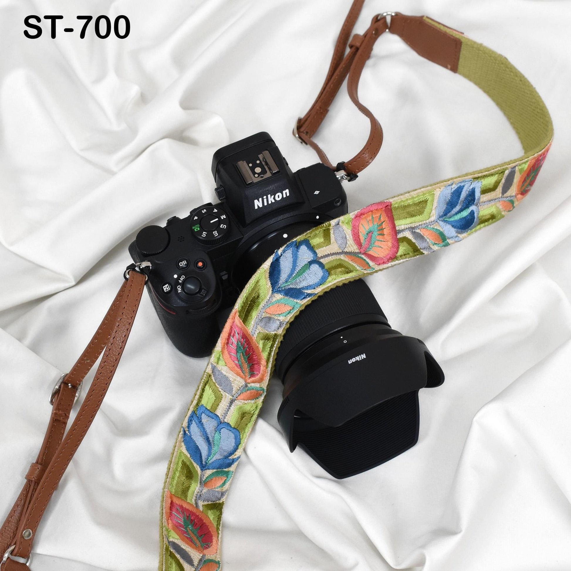 Brown Leather Camera Strap Replacement Adjustable Embroidery Shoulder or Neck strap DSLR Camera Accessories Gift for Father Photographers