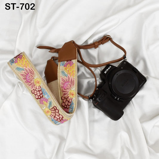 Camera Strap Photographer Sling Brown Leather Strap Embroidery DSLR Camera Accessories Camera Holder Neck Shoulder Strap Gifts Boyfriend