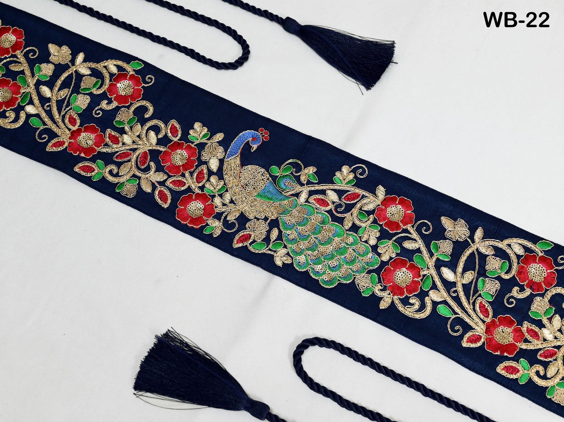 Reversible Embroidery Fabric Belt Blue Obi Wrap Women Sash Belt Adjustable Bohemian Ethnic Customize Summer Wedding Dress Gift for Sister