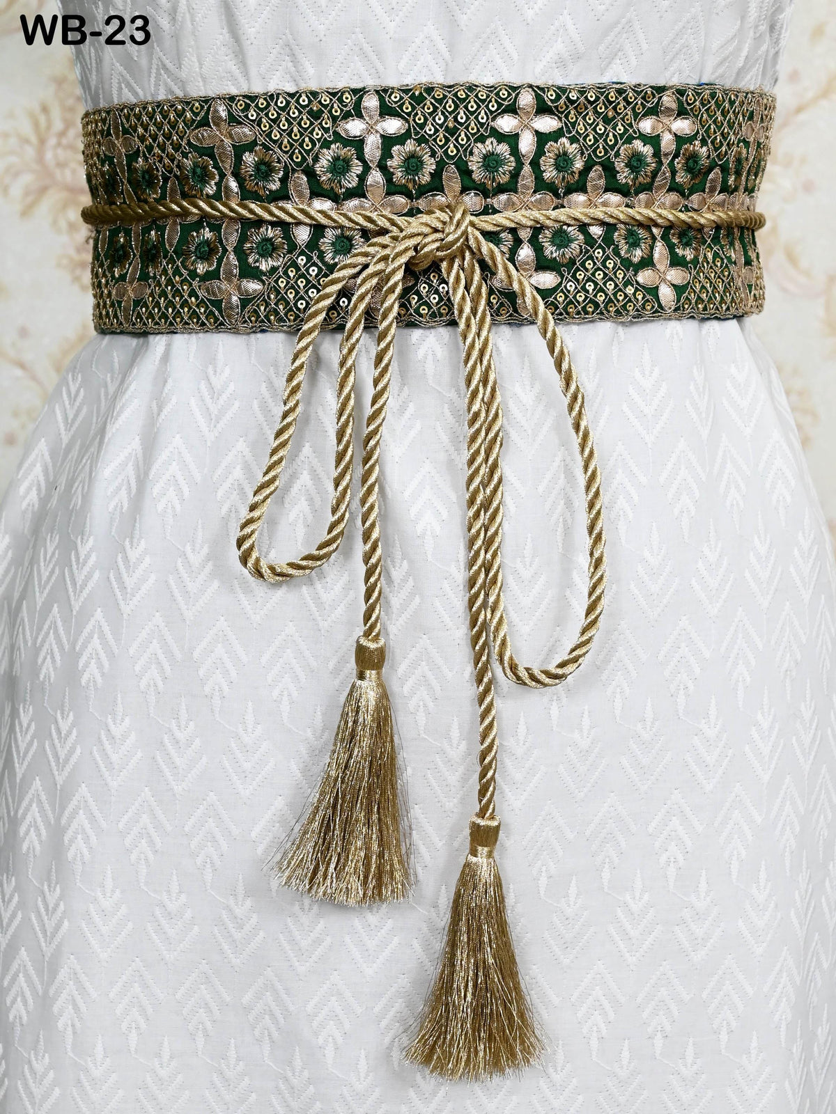 Reversible Embroidery Fabric Belt Green Obi Wrap Women Sash Belt Adjustable Bohemian Ethnic Customize Summer Wedding Dress Gift for Sister