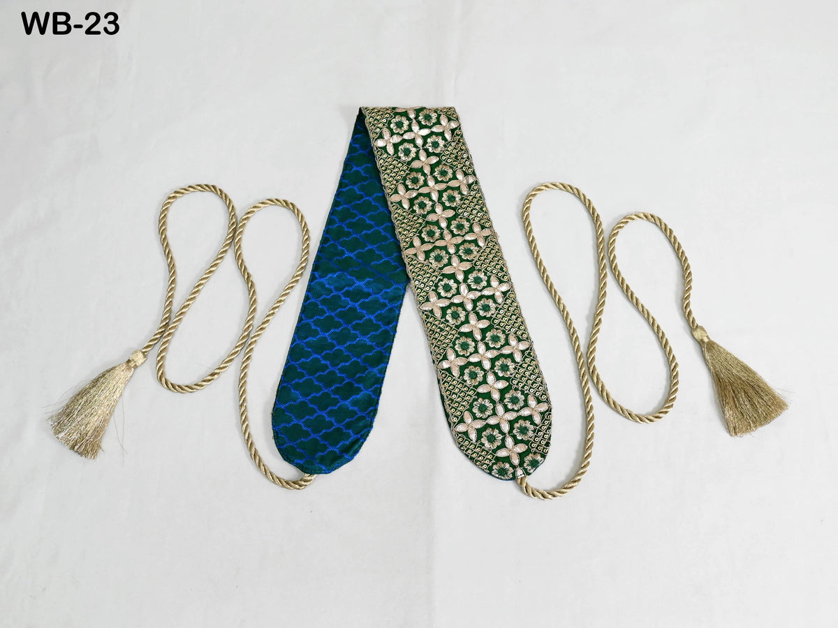 Reversible Embroidery Fabric Belt Green Obi Wrap Women Sash Belt Adjustable Bohemian Ethnic Customize Summer Wedding Dress Gift for Sister