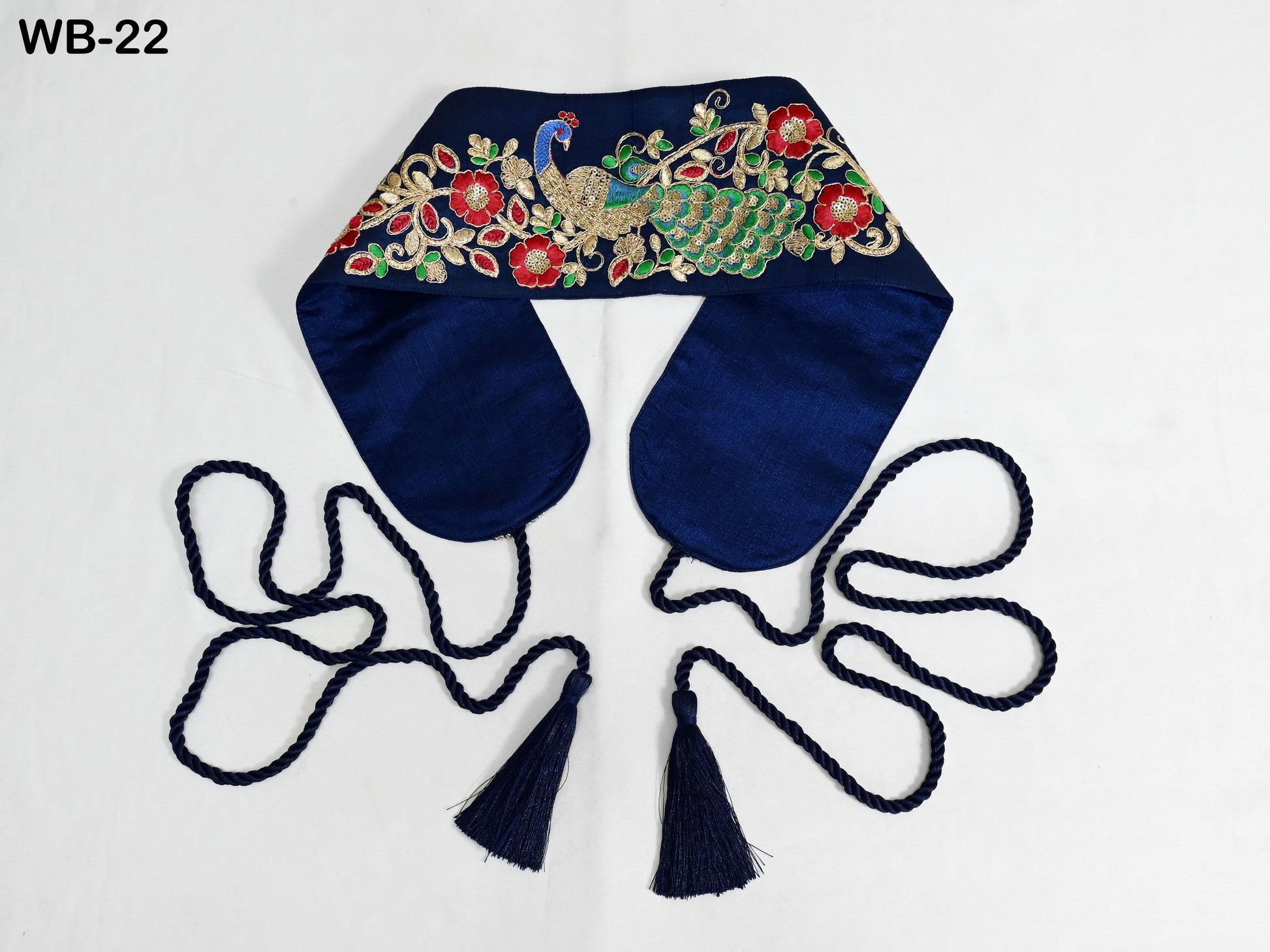Reversible Embroidery Fabric Belt Blue Obi Wrap Women Sash Belt Adjustable Bohemian Ethnic Customize Summer Wedding Dress Gift for Sister