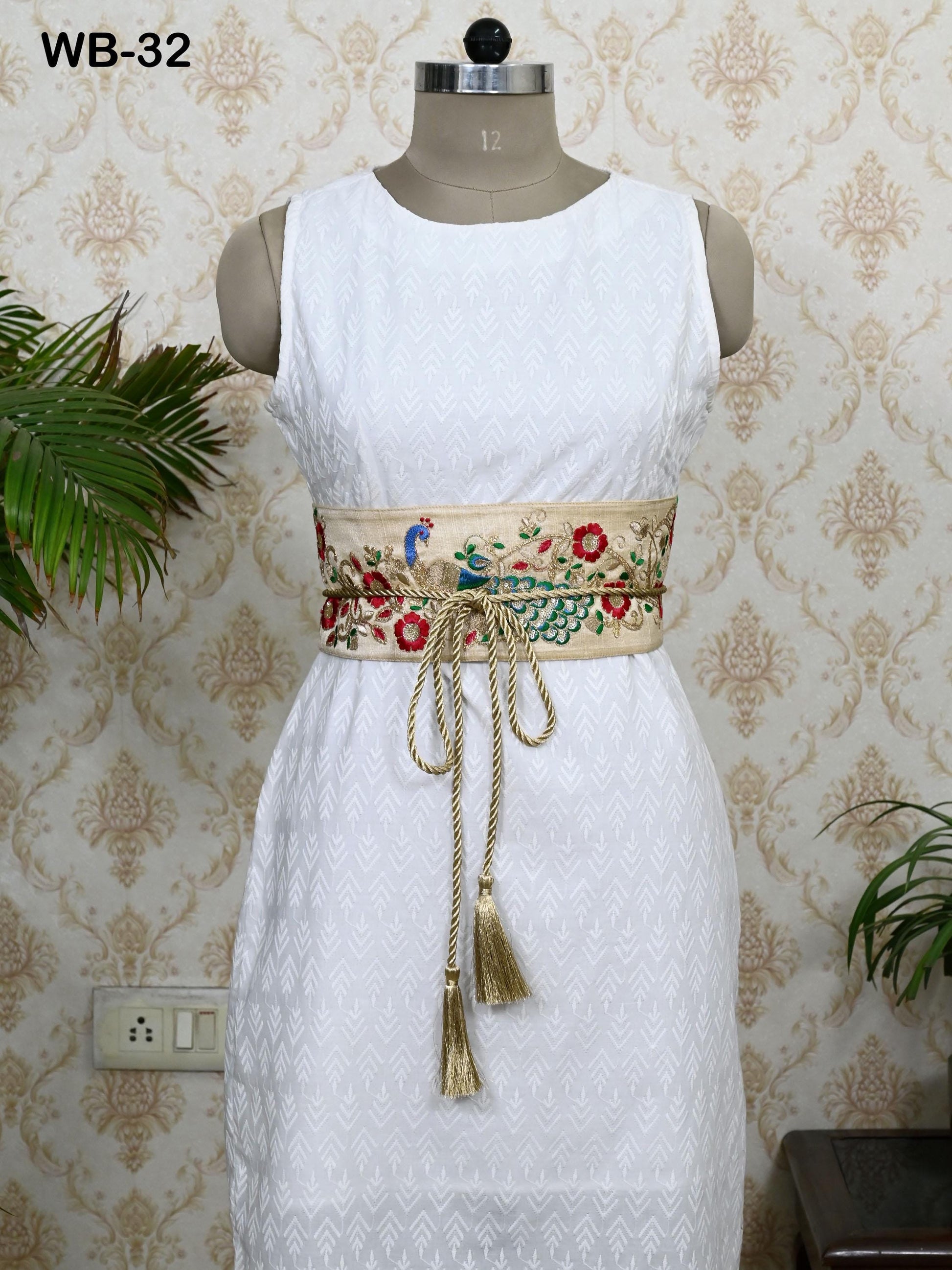 Reversible Embroidery Fabric Belt Ivory Obi Wrap Women Sash Belt Adjustable Bohemian Ethnic Customized Summer Wedding Dress Gift for Sister
