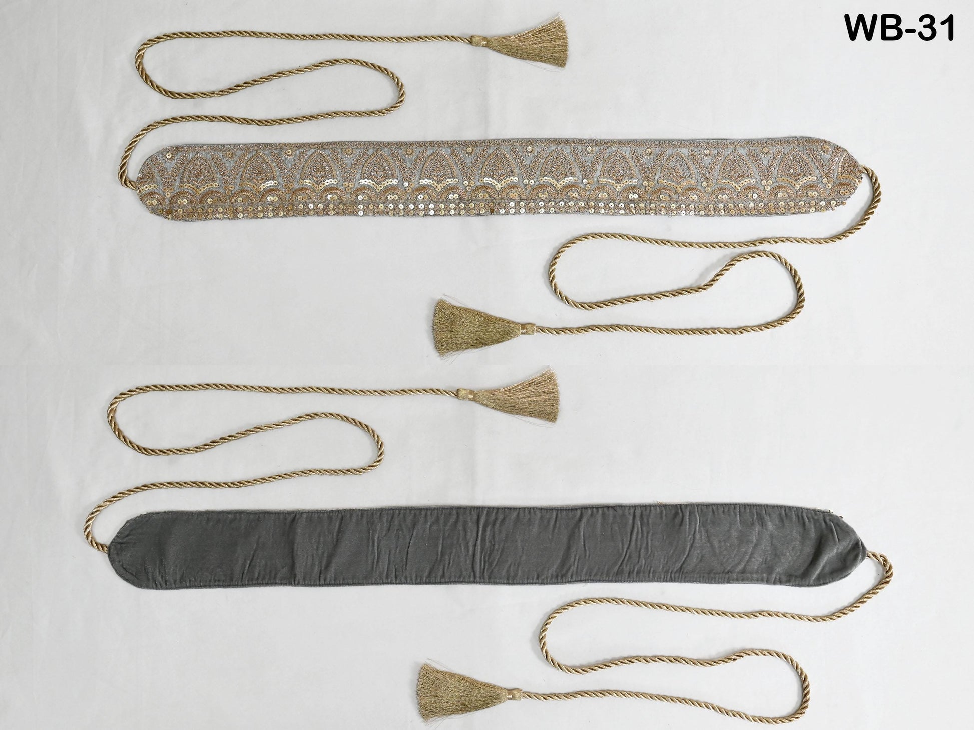 Reversible Embroidery Fabric Belt Gold Obi Wrap Women Sash Belt Adjustable Bohemian Ethnic Customized Summer Wedding Dress Gift Friend Grey