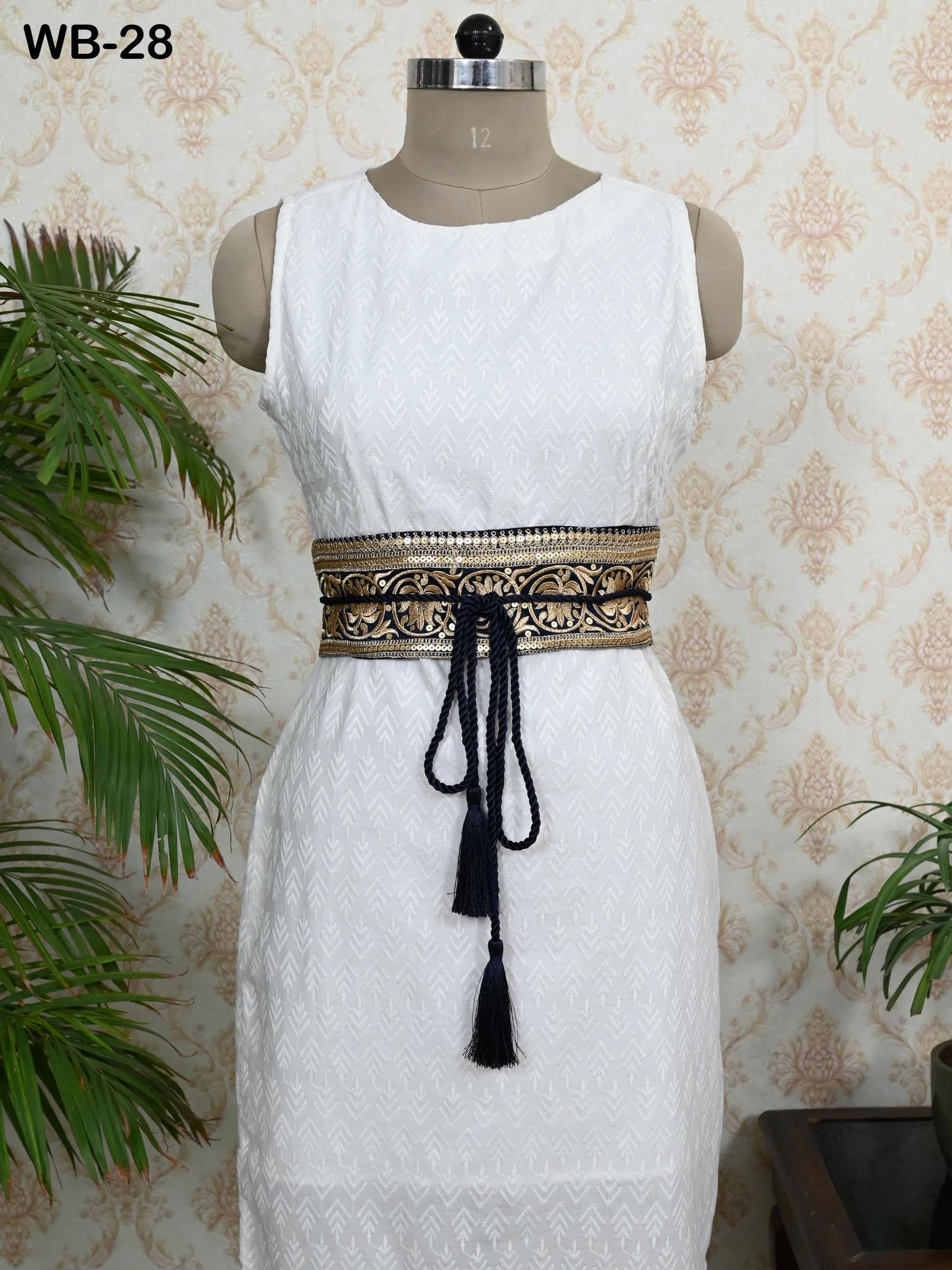 Reversible Embroidery Fabric Belt Gold Obi Wrap Women Sash Belt Adjustable Bohemian Ethnic Customize Summer Wedding Dress Gift for Friend