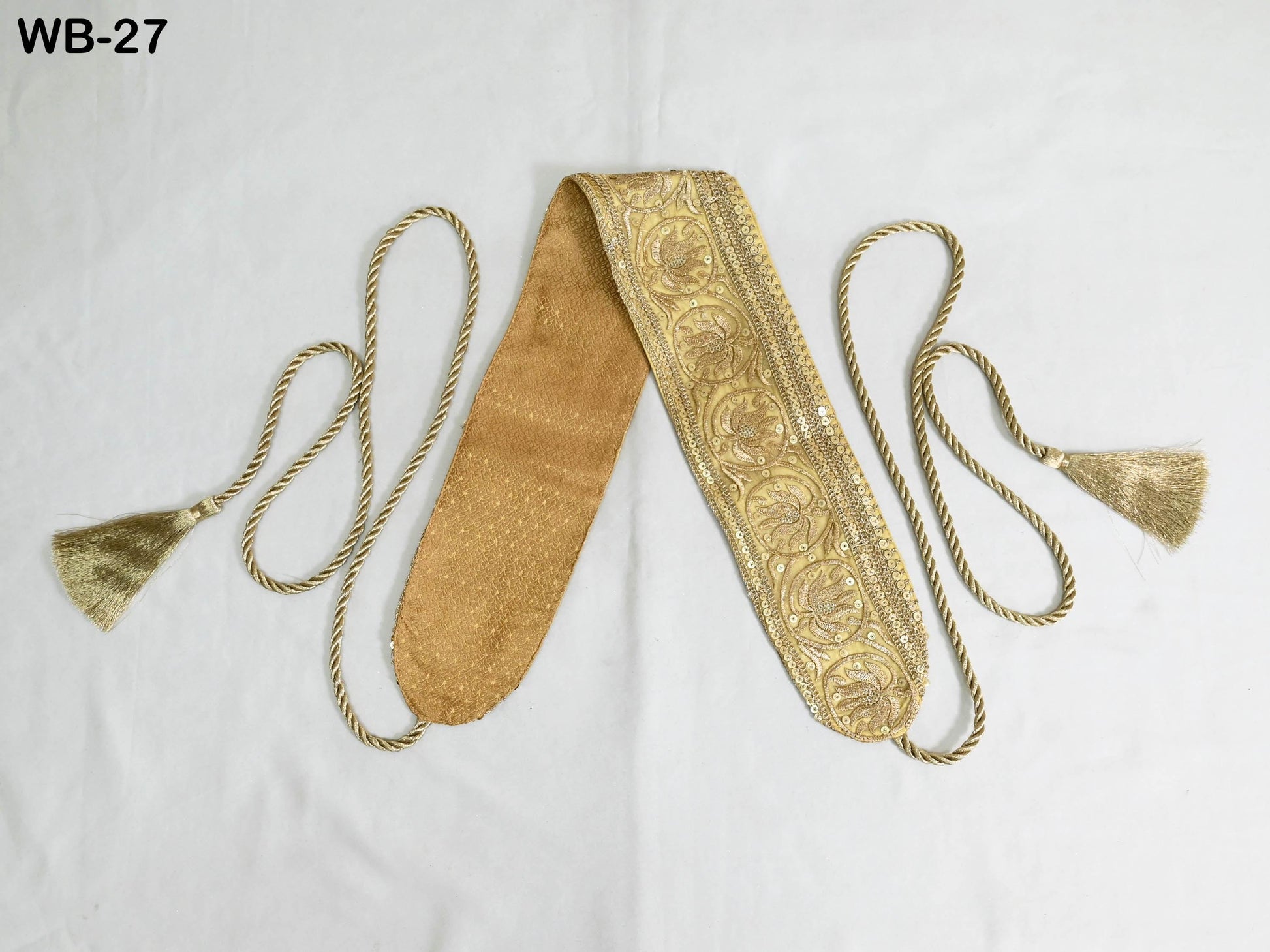 Reversible Embroidery Fabric Belt Gold Obi Wrap Women Sash Belt Adjustable Bohemian Ethnic Customized Summer Wedding Dress Gift Friend Gold