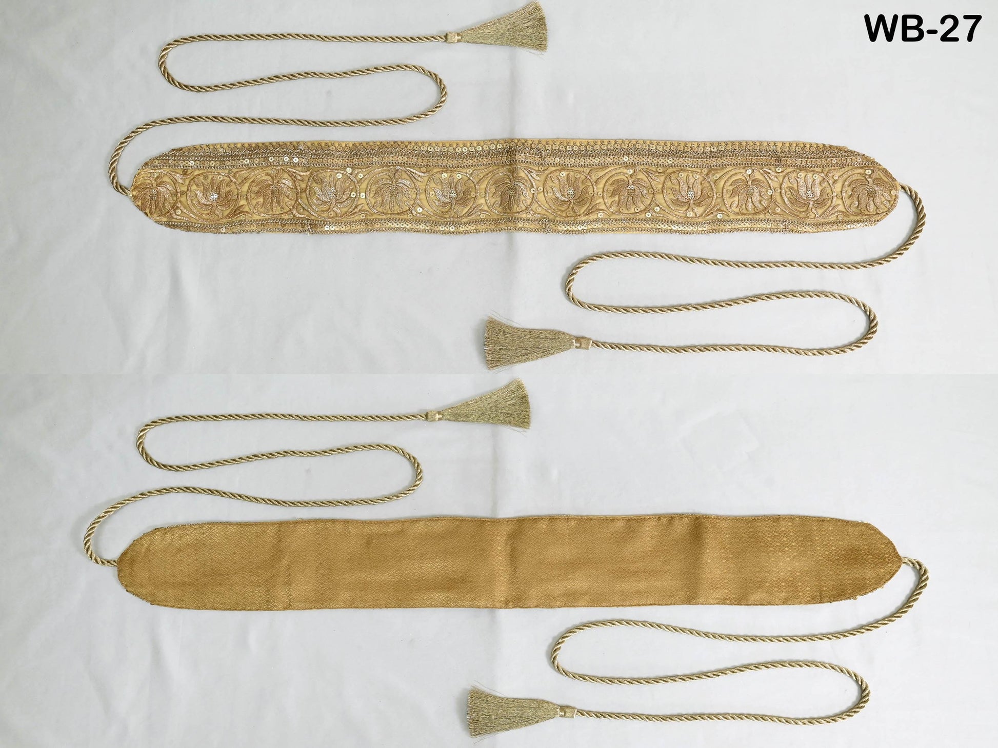 Reversible Embroidery Fabric Belt Gold Obi Wrap Women Sash Belt Adjustable Bohemian Ethnic Customized Summer Wedding Dress Gift Friend Gold