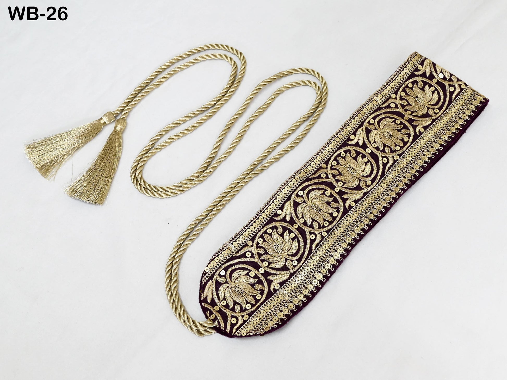 Reversible Embroidery Fabric Belt Gold Obi Wrap Women Sash Belt Adjustable Bohemian Ethnic Customize Summer Wedding Dress Gift for Friend