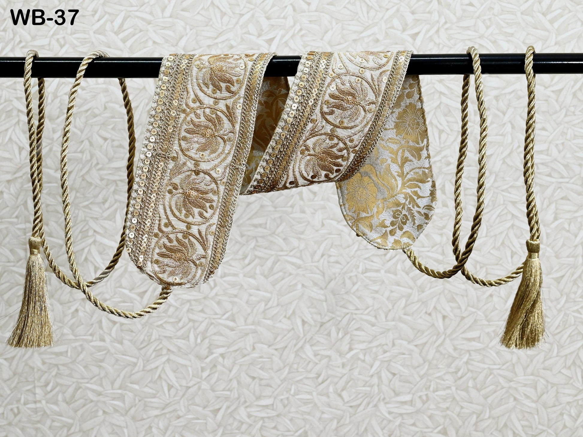 Reversible Embroidery Fabric Belt Gold Obi Wrap Women Sash Belt Adjustable Bohemian Ethnic Customized Summer Wedding Dress Gift Friend Ivory